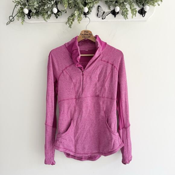 Lululemon Women's Base Runner 1/2 Zip Pullover Pink Raspberry Size 8 KT - Picture 1 of 4